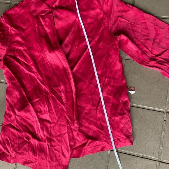 Zara Barbie-Core Pink Blazer Blouse Satin-Feel Shirt, Size Large - Picture 9 of 9